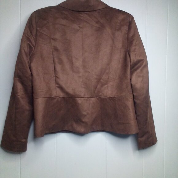 Vicki Wayne Jacket Blazer 10P 10 Petite Suede Brown - Picture 3 of 13